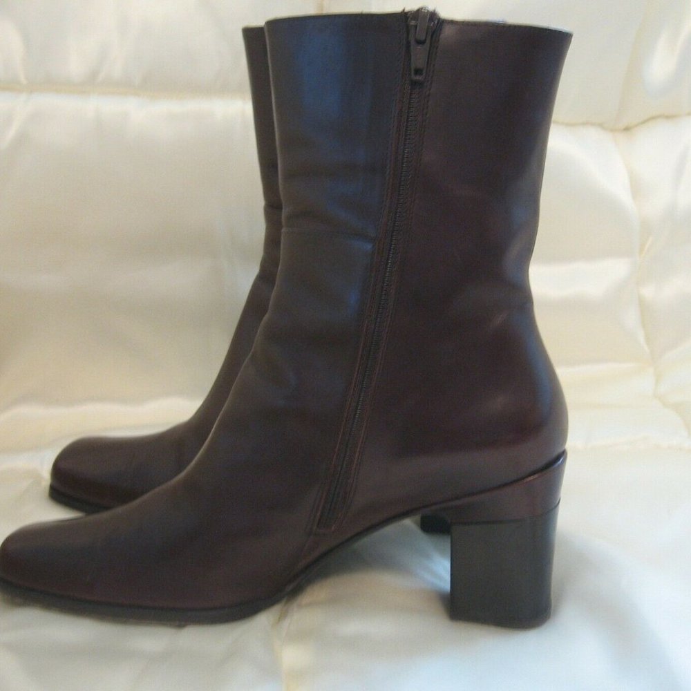PALOMA BEVY KERALA MOGANO BROWN LEATHER BOOTS 8